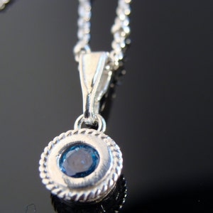 Minimalist Blue Topaz Bezel Pendant · 925 Sterling Silver Necklace · Dainty December Birthstone Jewelry Gift for Her