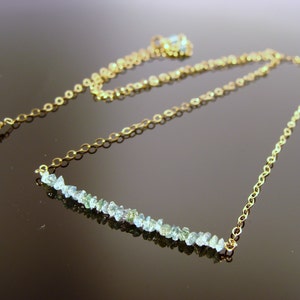 Genuine Blue Raw Rough Diamond Necklace · 14K Gold Filled, Solid 14K Gold or Sterling Silver · April Birthstone Gift