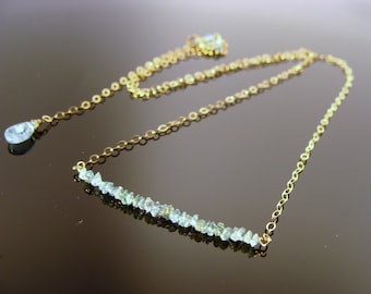 Genuine Blue Raw Rough Diamond Necklace · 14K Gold Filled, Solid 14K Gold or Sterling Silver · April Birthstone Gift