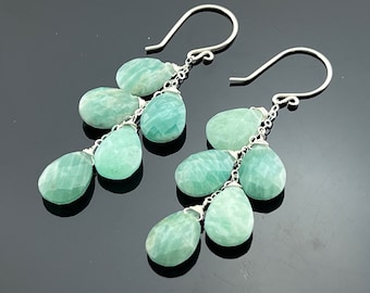 Amazonite Cascade 925 Sterling Silver Earrings  Gift