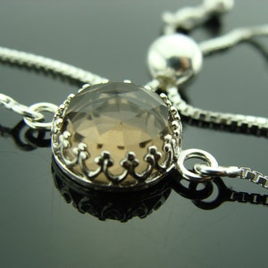 Smoky Quartz Bracelet · Rose Cut Gemstone · Adjustable Tassel · 925 Sterling Silver · Boho Jewelry Gift · Handmade Bracelet for Her