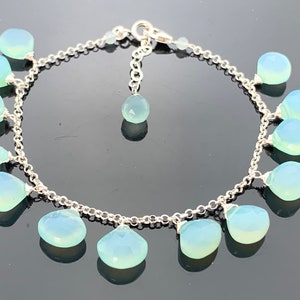 Aquablauwe chalcedoonarmband · 925 sterlingzilver · Edelsteensieraden