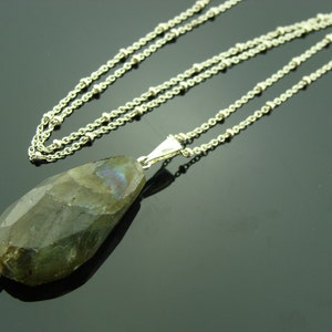 Flash Labradorite 925 Sterling Sliver Pendant Necklace Gift image 1