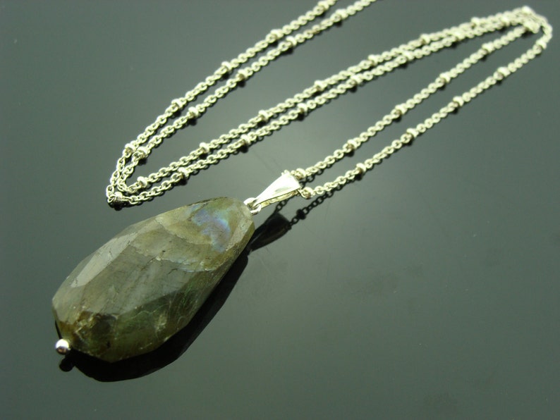 Flash Labradorite 925 Sterling Sliver Pendant Necklace Gift image 1