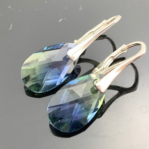 Swarovski Crystal Lavender Chrysolite Earrings · 925 Sterling Silver · Gemstone Dangle · Leverback Earrings · Gift for Her