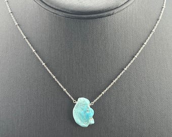 Genuine Turquoise Necklace • 925 Sterling Silver Chain • Real Turquoise Gemstone Jewelry