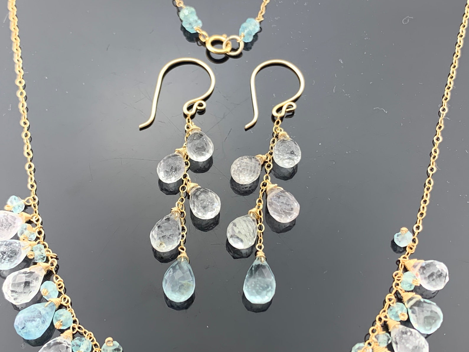 Shaded Aquamarine 14K Gold Filled Gemstone Earrings and - Etsy