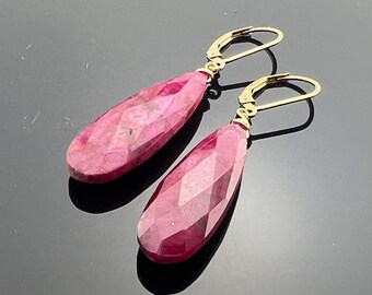 Ruby 14K Gold Filled or 925 Sterling Silver Leverback Earrings Gift