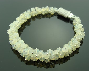 Ethiopian Welo Opal · 925 Sterling Silver Cluster Bracelet
