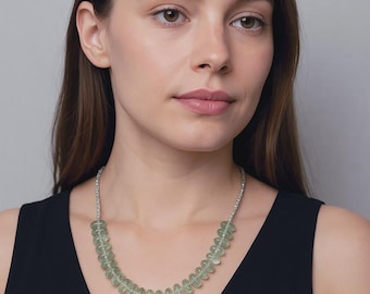 Green Amethyst Prasiolite Necklace · 925 Sterling Silver · Faceted Gemstone · Gift for Her