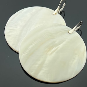 Extra Large Shell Pearls · 925 Sterling Silver · Beach Earrings · Leverback Dangles · Nautical Jewelry · Gift for Her · Handmade