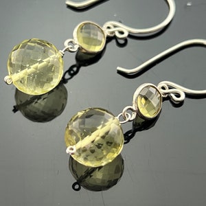 Lemon Quartz Dangle Earrings • 925 Sterling Silver • Yellow Gemstone Jewelry • November Birthstone Gift • Handmade Earrings