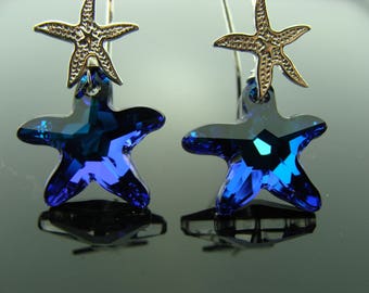Orecchini A Forma Di Stella Marina In Argento 925 – Donna, Con Turchese, Ipoallergenici, Per La Spiaggia E Regali Speciali