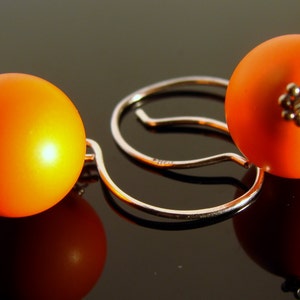 Swarovski Crystal Neon Orange Sterling Silver Earrings Gift image 4