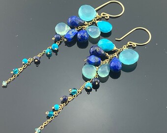 【はくとん( 'ω')ŧ‹\"ŧ‹\"】アクアマリンカルセドニーイヤリング はくとん( 'ω')ŧ‹ ŧ‹ 様専用】アクアマリンカルセドニーイヤリング