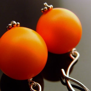 Swarovski Crystal Neon Orange Sterling Silver Earrings Gift image 3