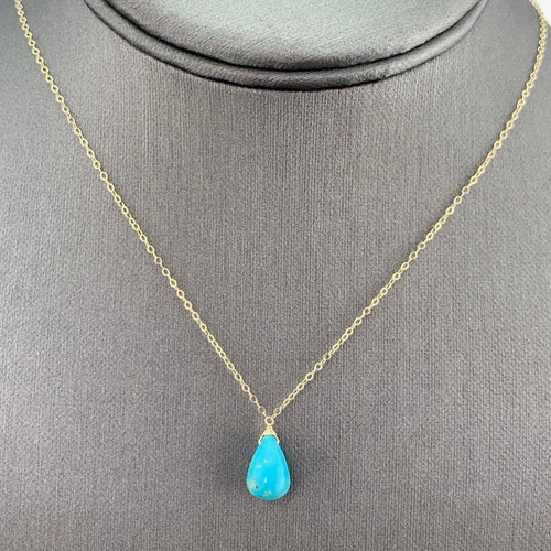 14K Solid Gold Sleeping Beauty Turquoise Necklace Gift - Etsy