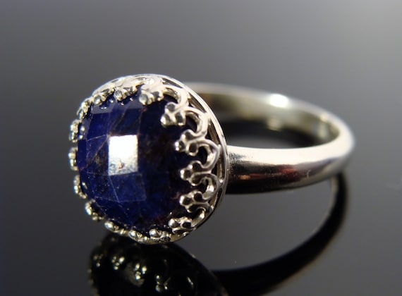 Faceted Sapphire Ring · Bezel Set Gemstone · 925 Sterling Silver Ring · Size 7 · Blue Sapphire Jewelry · September Birthstone Gift