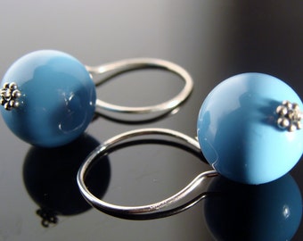 Cadeau boucles d'oreilles en argent sterling turquoise avec cristaux Swarovski Gemcolors