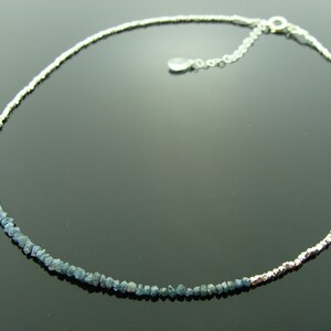 Genuine Blue Raw Uncut Diamond Necklace · 925 Sterling Silver · Dainty Diamond Handmade Jewelry · Gift for Her