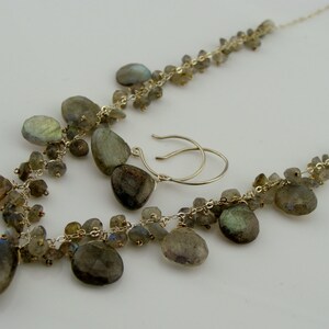 Set echte flash labradoriet ketting en oorbellen · 925 sterlingzilveren sieradenset · iriserende edelsteen cadeau voor haar afbeelding 5
