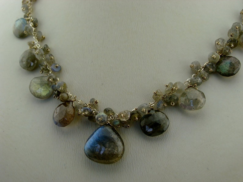 Set echte flash labradoriet ketting en oorbellen · 925 sterlingzilveren sieradenset · iriserende edelsteen cadeau voor haar afbeelding 1