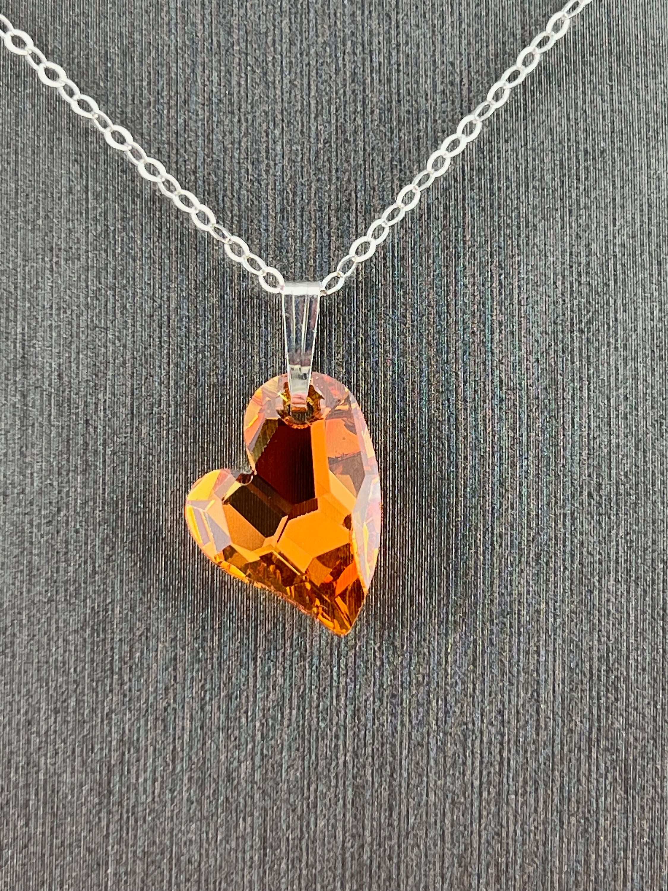 Orange Heart Pendant - Etsy