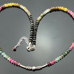 Watermeloen-toermalijn · 925 sterlingzilver · Kralenketting · Gelaagde edelsteensieraden · Geboortesteen oktober · Cadeau voor haar