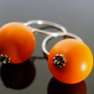 Swarovski Crystal Neon Orange Sterling Silver Earrings Gift image 1