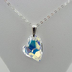 AB Heart Pendant · Swarovski Crystal Necklace · 925 Sterling Silver · Devoted to You Jewelry · Iridescent Gift · Gift for Her