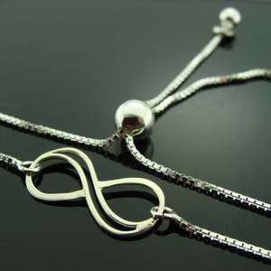 Infinity 925 Sterling Silver Adjustable Tassel Bracelet · Dainty Jewelry Gift · Symbolic Friendship Bracelet · Minimalist Style