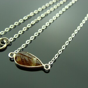 Light Brown Tourmaline Leaf Necklace · Carved Gemstone in Bezel Set Sterling Silver · Nature Pendant · Handmade Gift for Her image 1