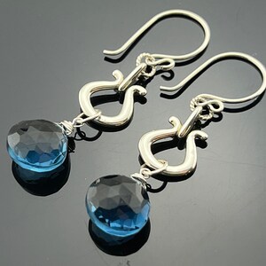 London Blue Topaz Quartz Earrings · 925 Sterling Silver · Dangle Earrings · Gemstone Jewelry · Gift for Her · Handmade