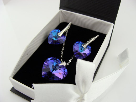 Set in argento sterling 925 con collana a forma di cuore