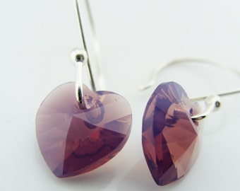 Swarovski Crystal Heart Sterling Silver Earrings  Gift