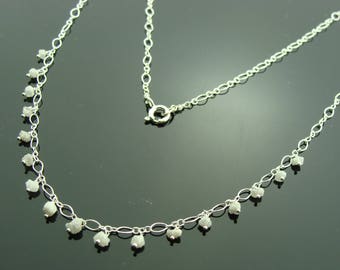Genuine White Raw Rough Uncut Diamond Sterling Silver Necklace  Gift