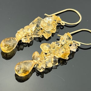 Citrine Earrings · 14K Gold Filled · Gemstone Cluster · Yellow Crystal Jewelry · November Birthstone · Gift for Her · Handmade