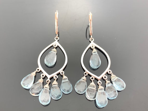Sky Blue Topaz Chandelier Earrings · 925 Sterling Silver · Elegant Leverback Dangles