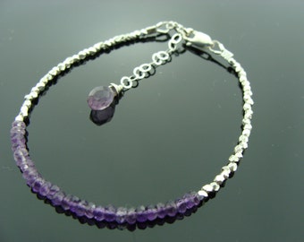 Shaded Amethyst Bracelet · 925 Sterling Silver · February Birthstone Gift · Ombre Purple Gemstone Jewelry · Gift for Her