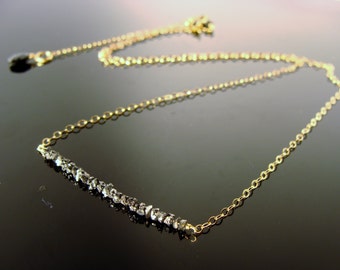 Black Raw Rough Diamond Bar Necklace · 14K Gold Filled, Solid Gold or Sterling Silver · Genuine Uncut Diamond Jewelry Gift