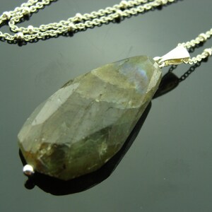 Flash Labradorite 925 Sterling Sliver Pendant Necklace Gift image 2