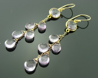 Amethyst 14K Gold Filled Gemstone Cascade Earrings  Gift