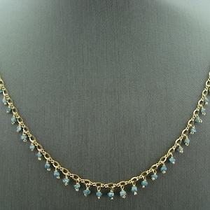 Genuine Blue Raw Diamond Necklace · 14K Gold Filled · Rough Uncut Diamond Pendant · Dainty Handmade Jewelry · April Birthstone Gift
