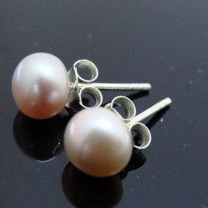Freshwater Pearl Sterling Silver Post Earrings 4 mm 5 mm 6 mm  Gift