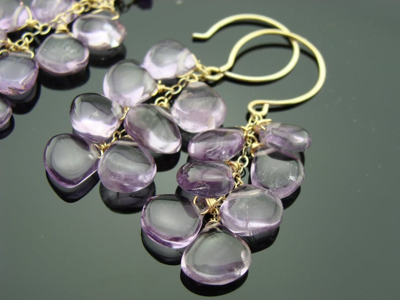 Amethyst Cascade 14K Gold Filled Gemstone Earrings and Necklace Set Gift