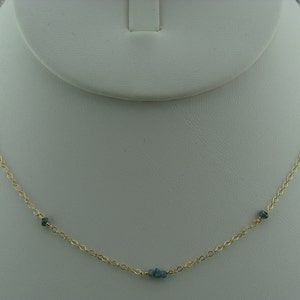 Genuine Blue Raw Uncut Diamond Necklace · 14K Gold Filled or 925 Sterling Silver · Dainty April Birthstone Jewelry · Gift for Her