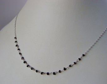 Genuine Black Raw Rough Diamond Sterling Silver Necklace  Gift