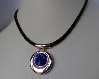 Swarovski Heliotrope Crystal Pendant · Genuine Leather Cord Necklace