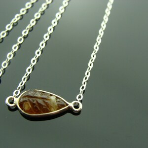 Light Brown Tourmaline Leaf Necklace · Carved Gemstone in Bezel Set Sterling Silver · Nature Pendant · Handmade Gift for Her image 3