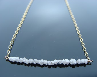 Genuine White Raw Rough Diamond 14k Gold Filled or Sterling Silver Necklace  Gift